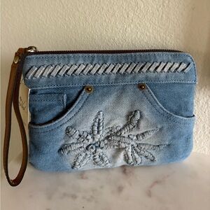 Patricia Nash Light Blue Denim Wristlet